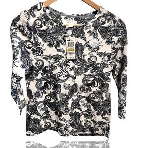 Chapter Club petite medium prima cotton tee w/ 3/4 length sleeve and paisley